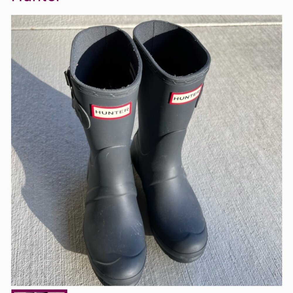 HUNTER Women's BOOTS Original Short Black Size US 8
